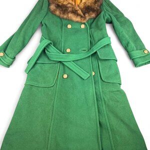 Vintage Holly Plush Wool Coat — Fur Collar Drama, Golden Lining Luxe